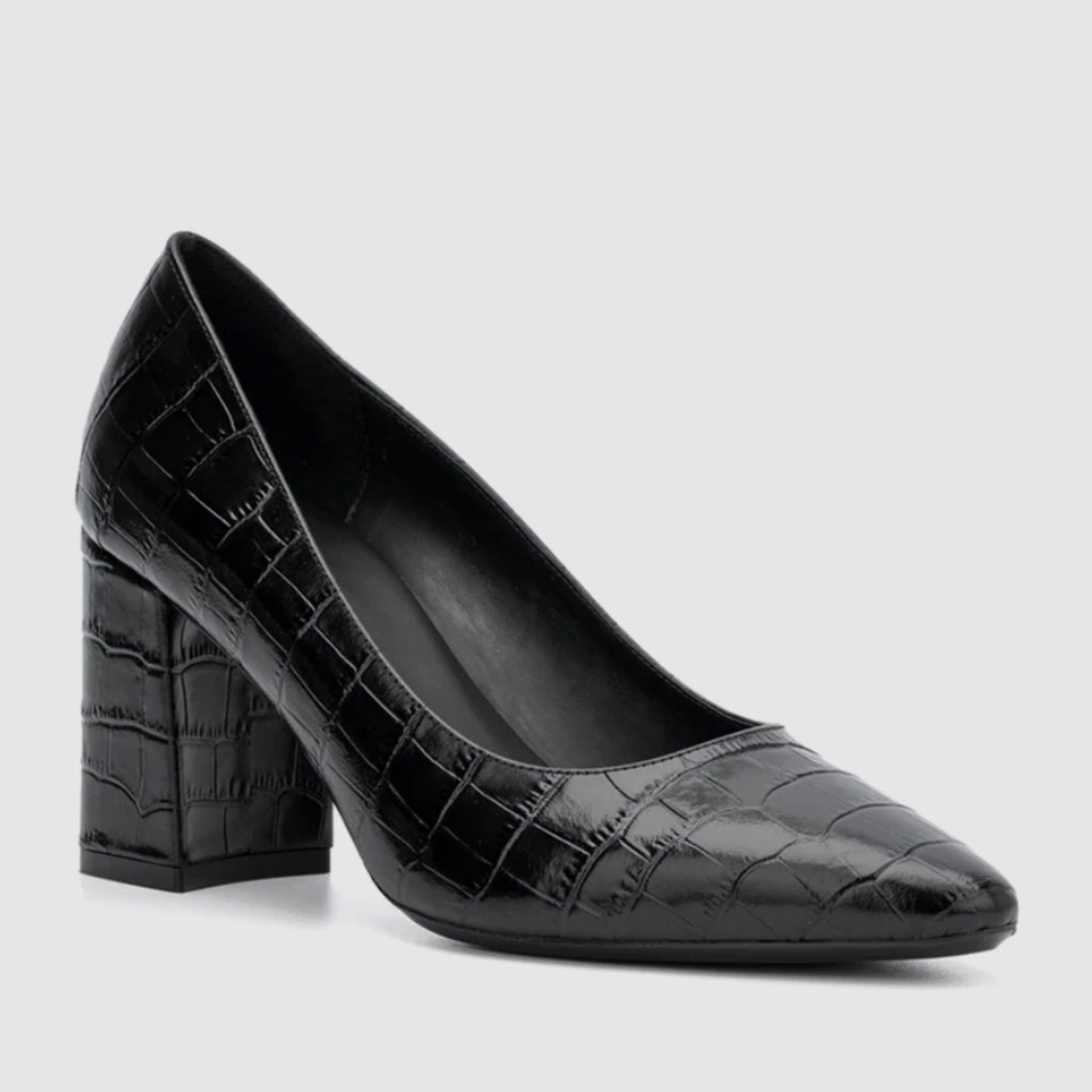 NEW Aquatalia Heels Black Embossed Leather Croc Pattern Size 11 Pumps NWT $395 - Picture 2 of 8